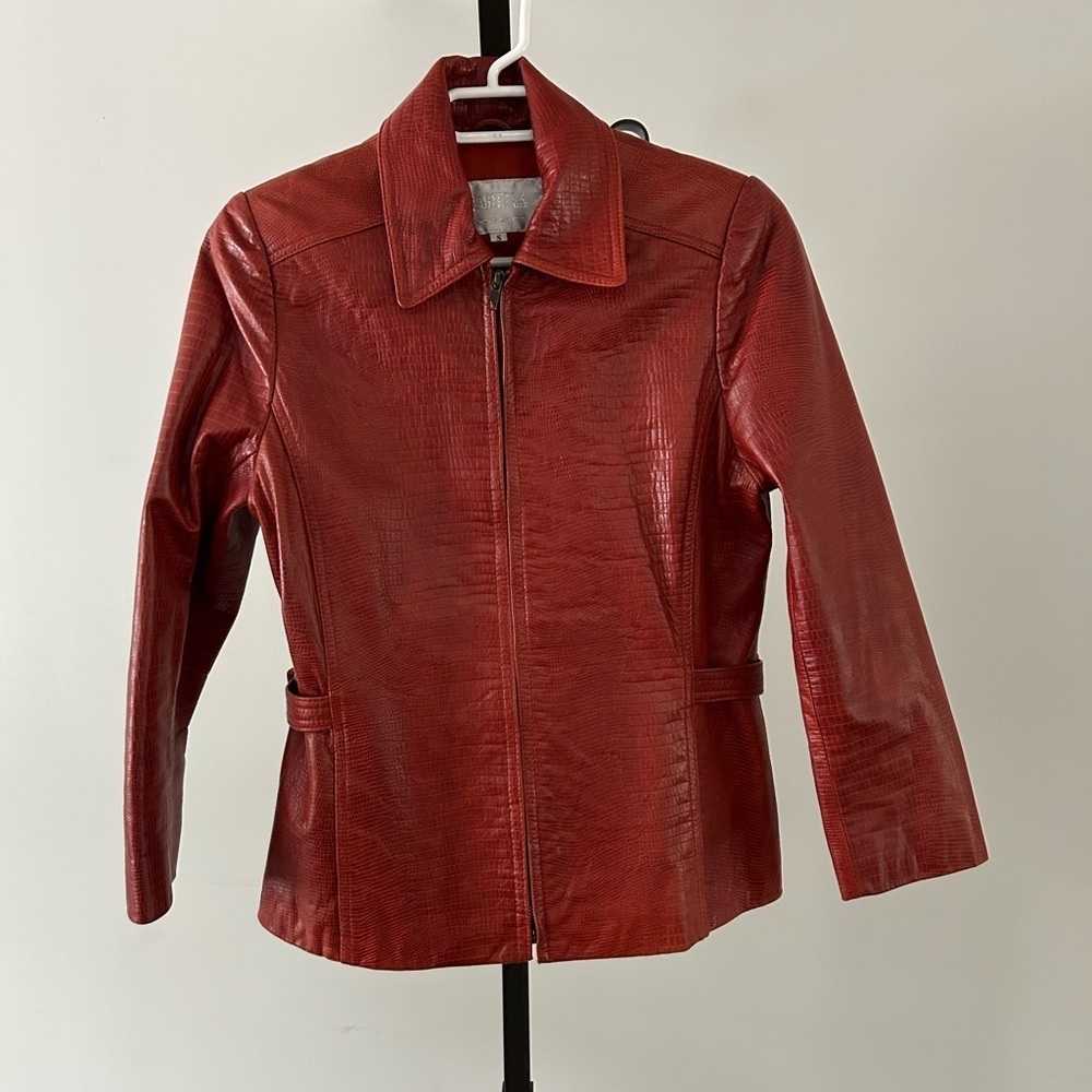 Mariella Genuine Leather Jacket, Size Small.